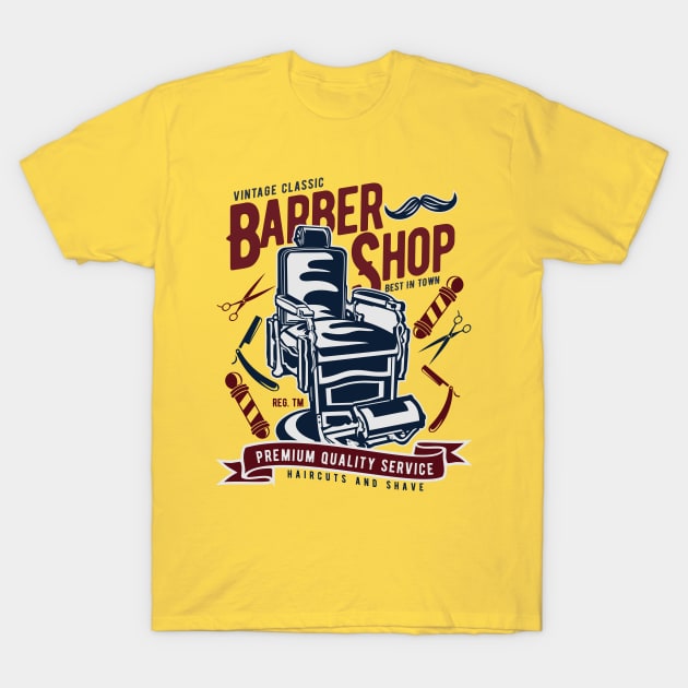 Vintage Classic Barber Shop T-Shirt by lionkingdesign